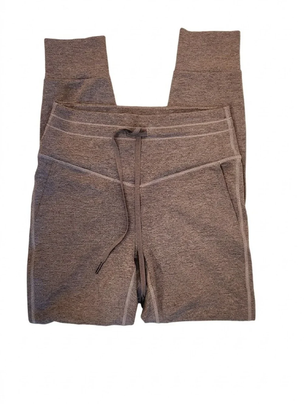 Halara Drawstring High-Waist Cozy Knit Leggings - Heather Taupe Size Small